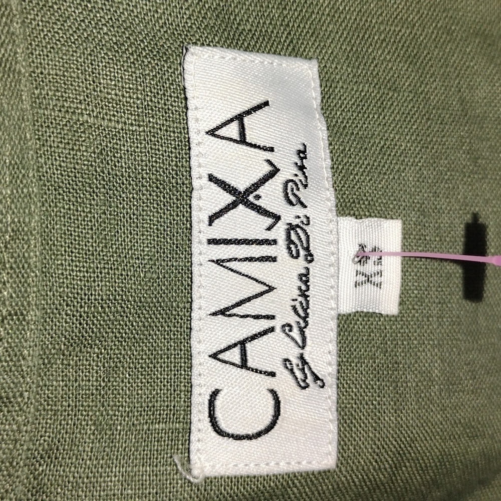 Olive Green 100% linen Sleeveless Button Down Camixa Top XS - Picture 4 of 6